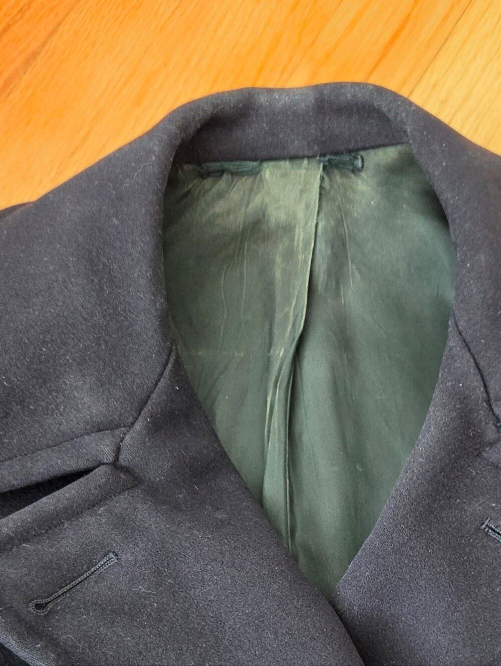 Vintage 1950s US Navy Peacoat Naval Clothing Depot Wool Double Breasted Coat S/S - Picture 14 of 15
